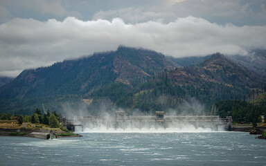 Bonneville Dam Spillway - Columbia River Gorge, State of Washington, USA
