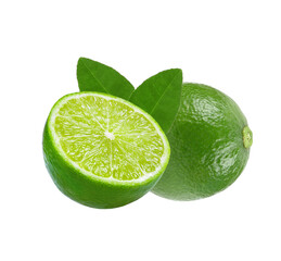 Fresh lime and leaf isolated on transparent png