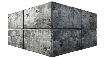 A close-up of a concrete block, showing the textured surface.  The block is made of multiple panels joined together in isolated on transparent background
