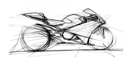 Obraz premium Hand-Drawn Sketch of a Modern Motorcycle Design. Generative AI