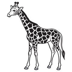 Giraffe Black and White Icon vector illustration