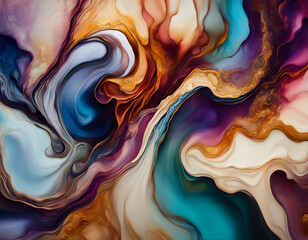 Marble, ink, paint, abstraction. Close-up image. Colorful abstract painting background. Oil paint with a high textured texture.