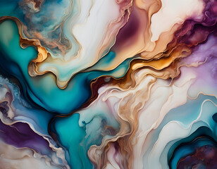 Marble, ink, paint, abstraction. Close-up image. Colorful abstract painting background. Oil paint with a high textured texture.