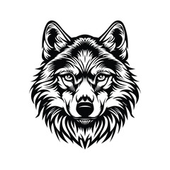 Naklejka premium black and white wolf head mascot on a white background.