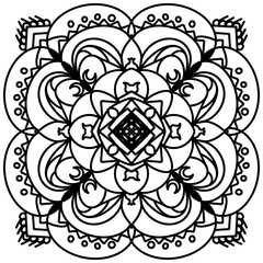 mandala flower. black line flower structure Meditation practice illustration.Abstract line flower .coloring book illustration. Paintings, mandala tattoos. line mandala elements.
