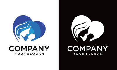 mom and baby logo design with creative concept