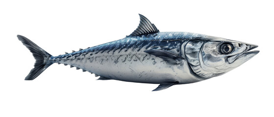 Obraz premium A close-up of a mackerel fish, isolated on a black background.