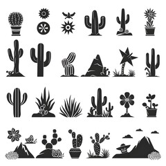 Fototapeta premium set of cactus icons AI generative