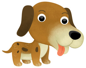 cartoon scene with city or farm animal dog having fun isolated illustration for children