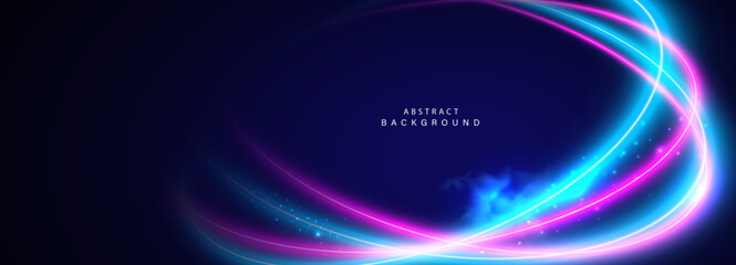 Abstract futuristic background with circular glowing lines. Vector illustration.