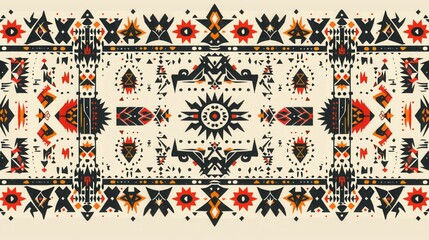 A repeating pattern of traditional geometric and efe designs