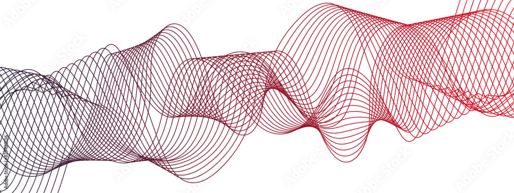 Leinwandbilder abstract wavy technology curve lines with blend effect. pink wavy tech lines element for technology,