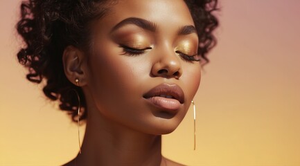 Obraz premium Black woman model wearing trendy clothes and makeup, model in trendy dress, photoshoot