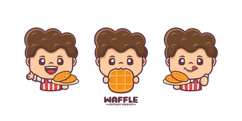 cute cartoon mascot with waffle