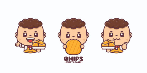 cute cartoon mascot with chips