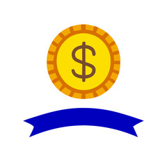 front-facing image of coin with latter S positioned on a plain.