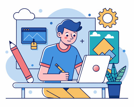 recommend clip art:  Creator concept illustration.