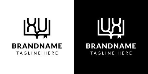 Letters UX and XU Book Logo, suitable for business related to book with UX or XU initials