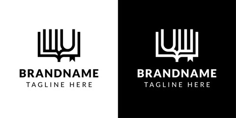 Letters UW and WU Book Logo, suitable for business related to book with UW or WU initials