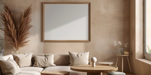 Empty Frame Template: Bohemian Living Room Art Display