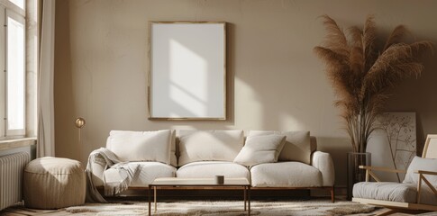 Empty Frame Template: Bohemian Living Room Art Display