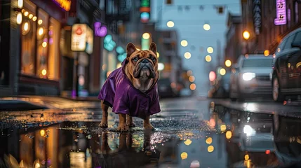 A Parisian Pups Rainy Night Stroll