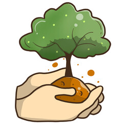 environment Earth Day In the hands of trees growing seedlings. hand holding tree conservation concept