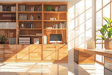 Modern empty blank interior office room for work with decoration and also home office