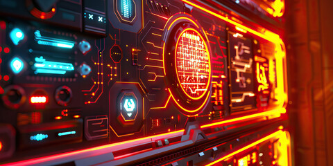 Fototapeta premium The Neural Net Shrine: A wall mounted AI interface