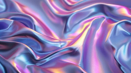 Obraz premium Iridescent holographic fabric arranged in folds or waves