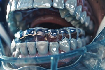 Dynamic Illustration of a Mouthguard Protecting Teeth During High Impact Sports – Ideal for Sports Safety Campaigns