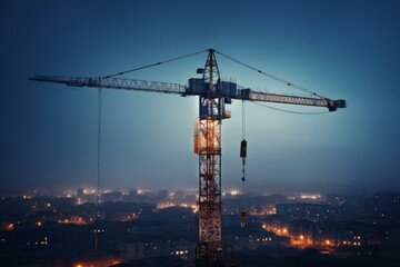 Fototapeta premium Commanding Tower crane sky. Structure industry. Generate Ai