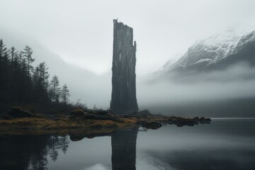 Obraz premium Impressive Dense nordic tower. Urban brick season. Generate Ai