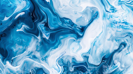 Abstract blue and white fluid background with swirling patterns, creating an artistic and elegant wallpaper design for creative projects