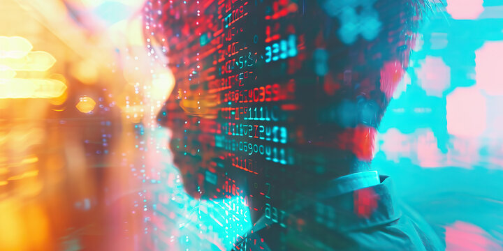 The Shifting Sands of Digital Identity: A blurry digital image, obscuring the identity of an anonymous user behind a public computer screen. 