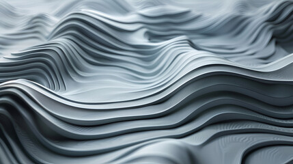 Obraz premium Metallic abstract wavy liquid background. 3d render illustration, 3d rendering of abstract wavy surface in black and white colors