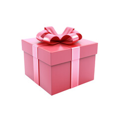 Obraz premium pink gift box with pink ribbon, 3D rendering, isolated on transparent background 
