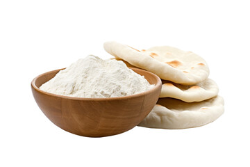 Indian naan bread on plate isolated on transparent background.