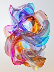 Fototapeta premium Elegant Abstract Glass Sculpture in Vibrant Colors, Modern Art Design Banner, abstract graphic, banner design, pattern design, web background template
