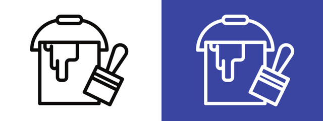 Paint bucket and paint brush icon logo set vector