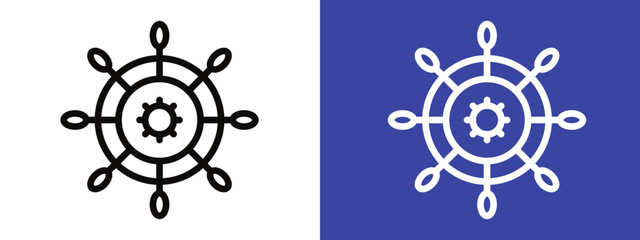 Ship wheel icon logo set vector