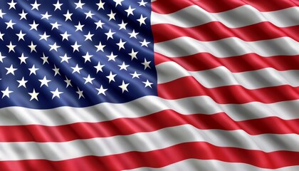 Fototapeta premium Model illustration of the United States flag with a wavy texture, closeup view, no blur