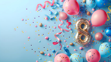 8 years birthday party balloons design