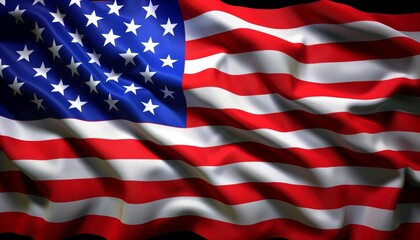 Fototapeta premium Model illustration of the United States flag with a wavy texture, closeup view, no blur