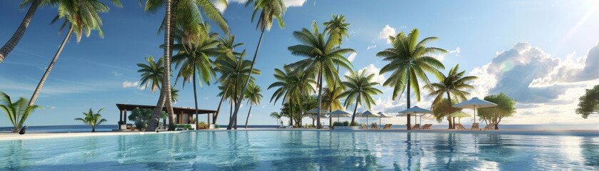Fototapeta premium model of a beach resort with palm trees, summer
