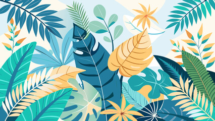 Tropical leaf background with colorful leaves