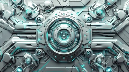 Futuristic abstract metallic texture with blue accents.