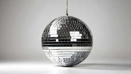 Fototapeta premium Shiny silver disco ball isolated on white Generative AI