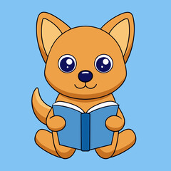 Beaski dog reading the book vector illustration