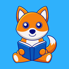 Beaski dog reading the book vector illustration